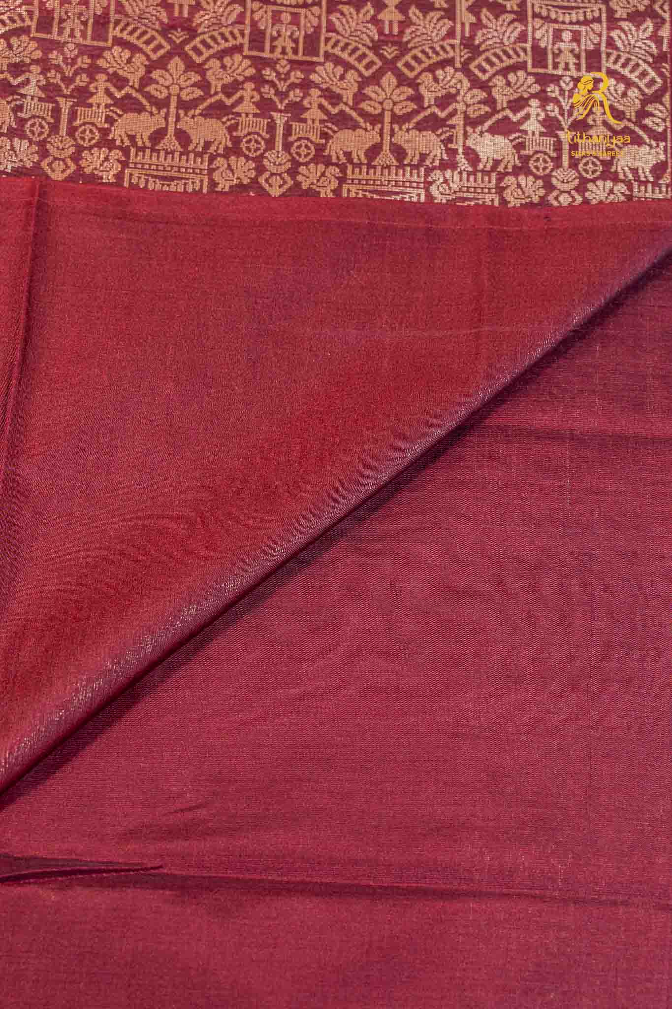 Nisarga Wine Maroon - Chettinad Silk