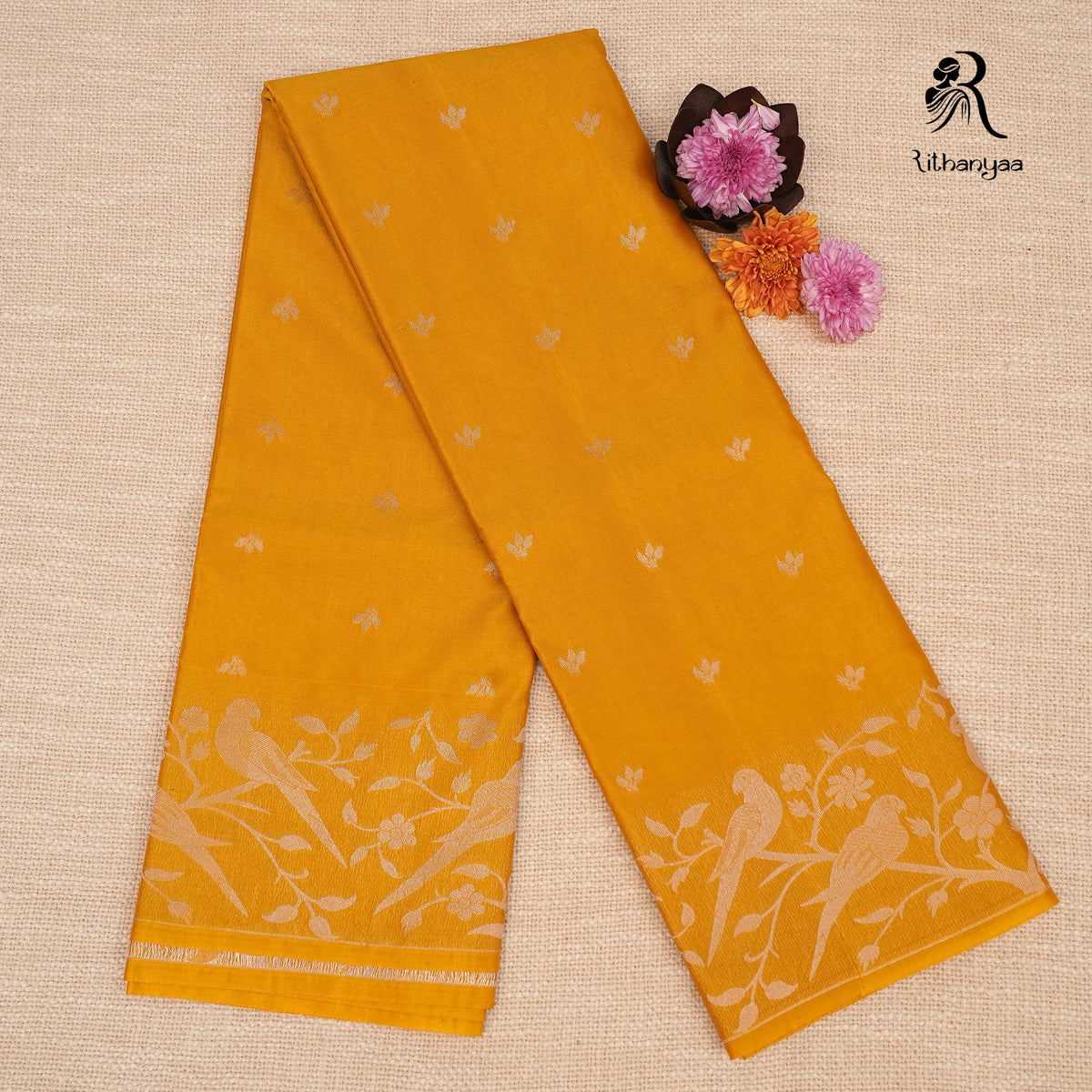Suvarna Mayuri Mustard Gold - Chettinad Silk