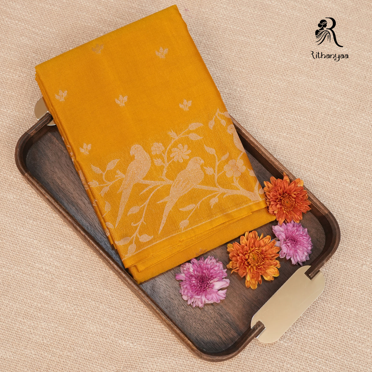 Suvarna Mayuri Mustard Gold - Chettinad Silk