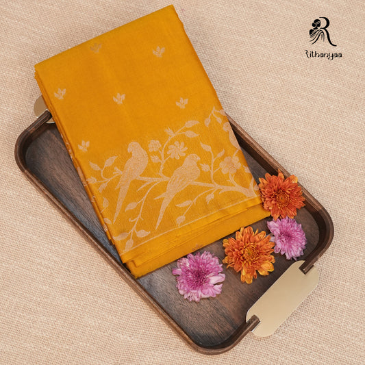 Suvarna Mayuri Mustard Gold - Chettinad Silk