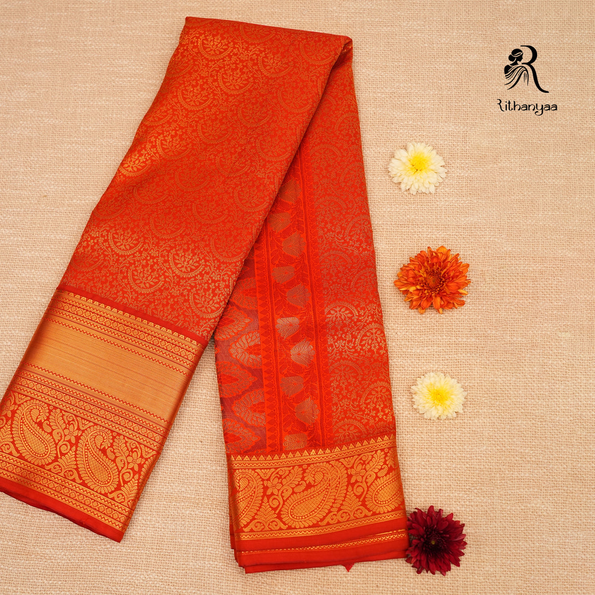 Agnirekha Fiery Orange - Soft Silk