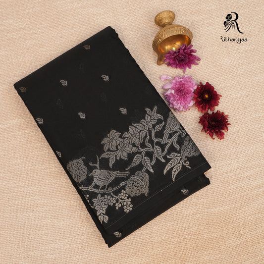Shyamala Jet Black - Chettinad Silk