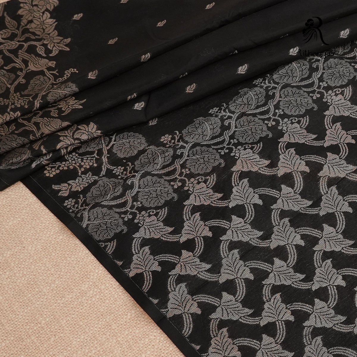 Shyamala Jet Black - Chettinad Silk