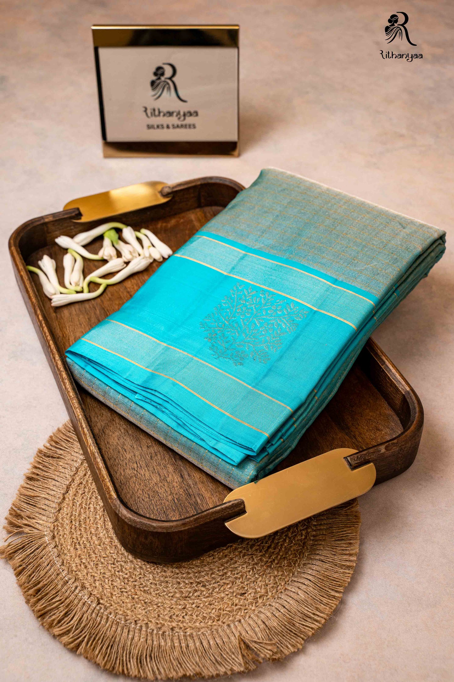 Vaarnika turquoise blue - Pure Soft Silk