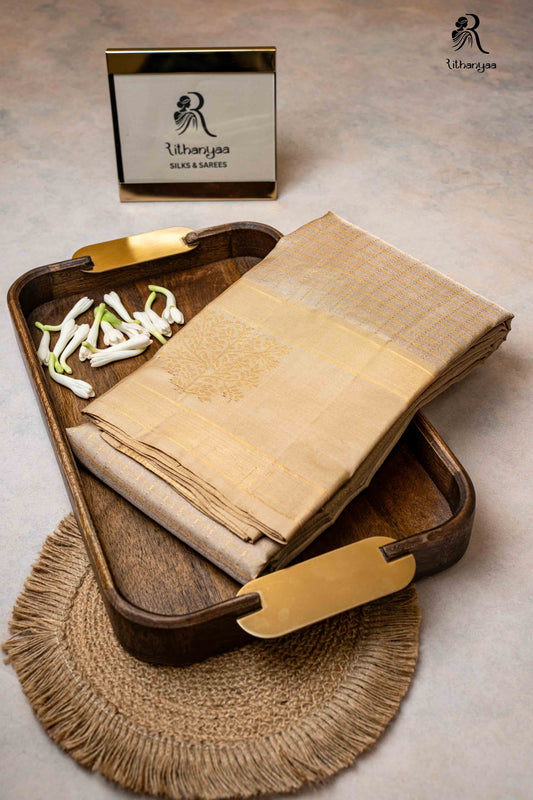 Vaarnika Champagne Gold - Pure Soft Silk