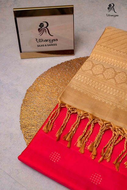 Suvarnambaram Crimson Red - Pure Soft Silk