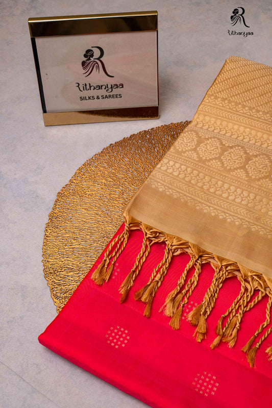 Suvarnambaram Crimson Red - Pure Soft Silk