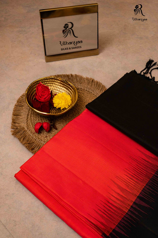 Yogini Red & Jet Black - Pure Soft Silk