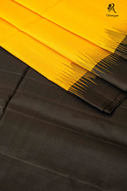 Yogini  Jet Black and Golden Yellow - Pure Soft Silk