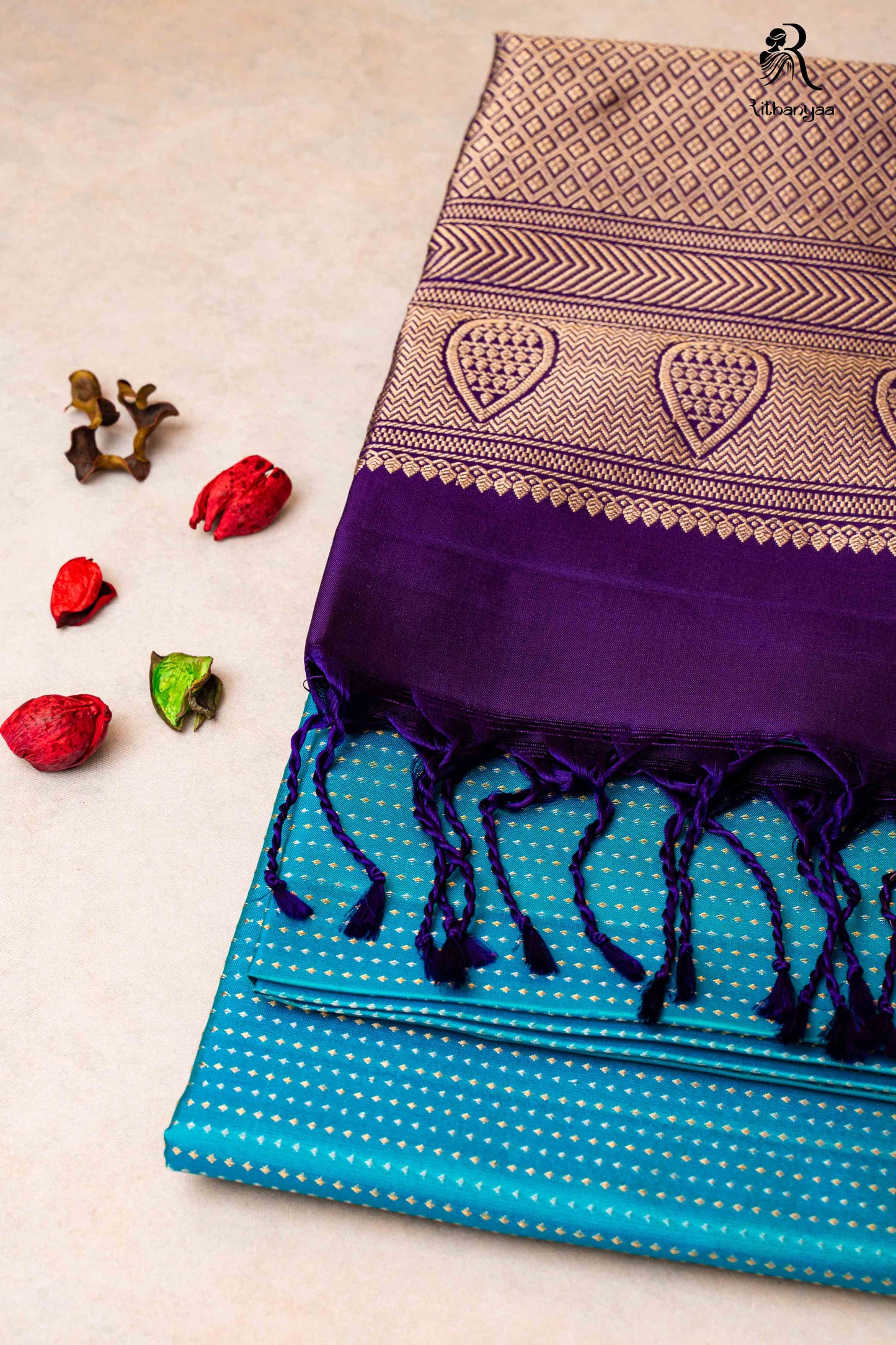 Meghvarnika Peacock Blue - Pure Soft Silk