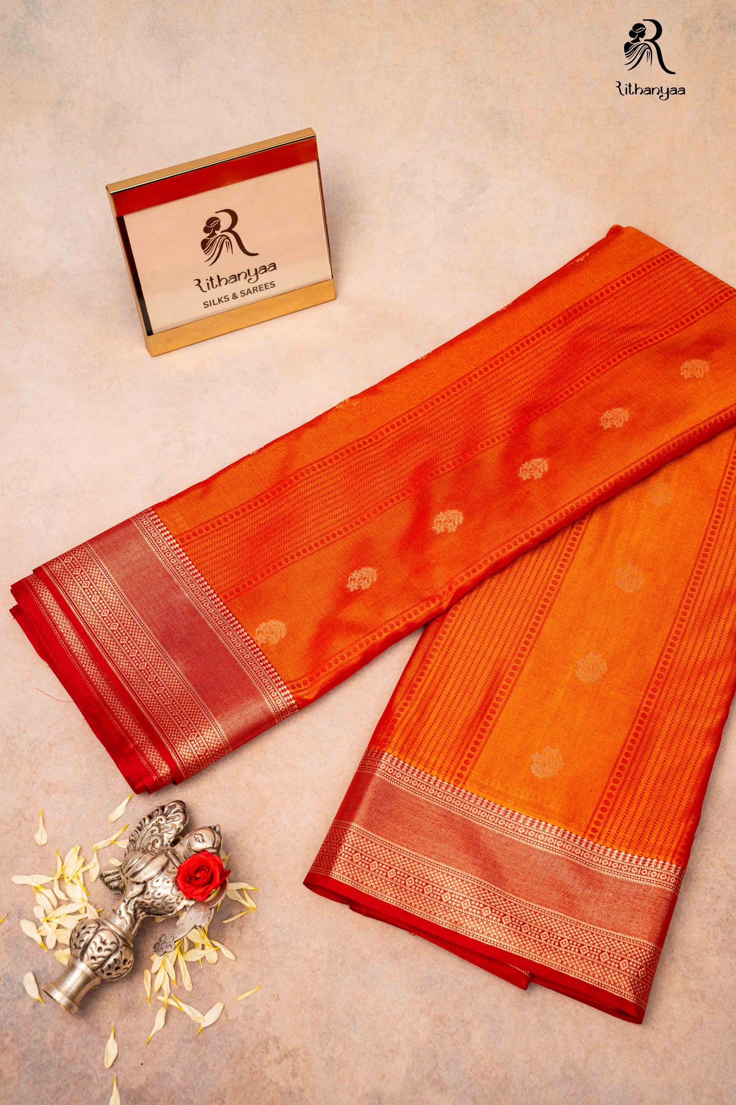 Suryarekha Saffron - Chettinad Silk