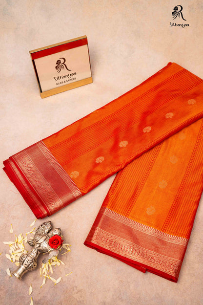 Suryarekha Saffron - Chettinad Silk