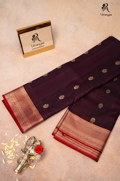 Suryarekha Deep Plum - Chettinad Silk