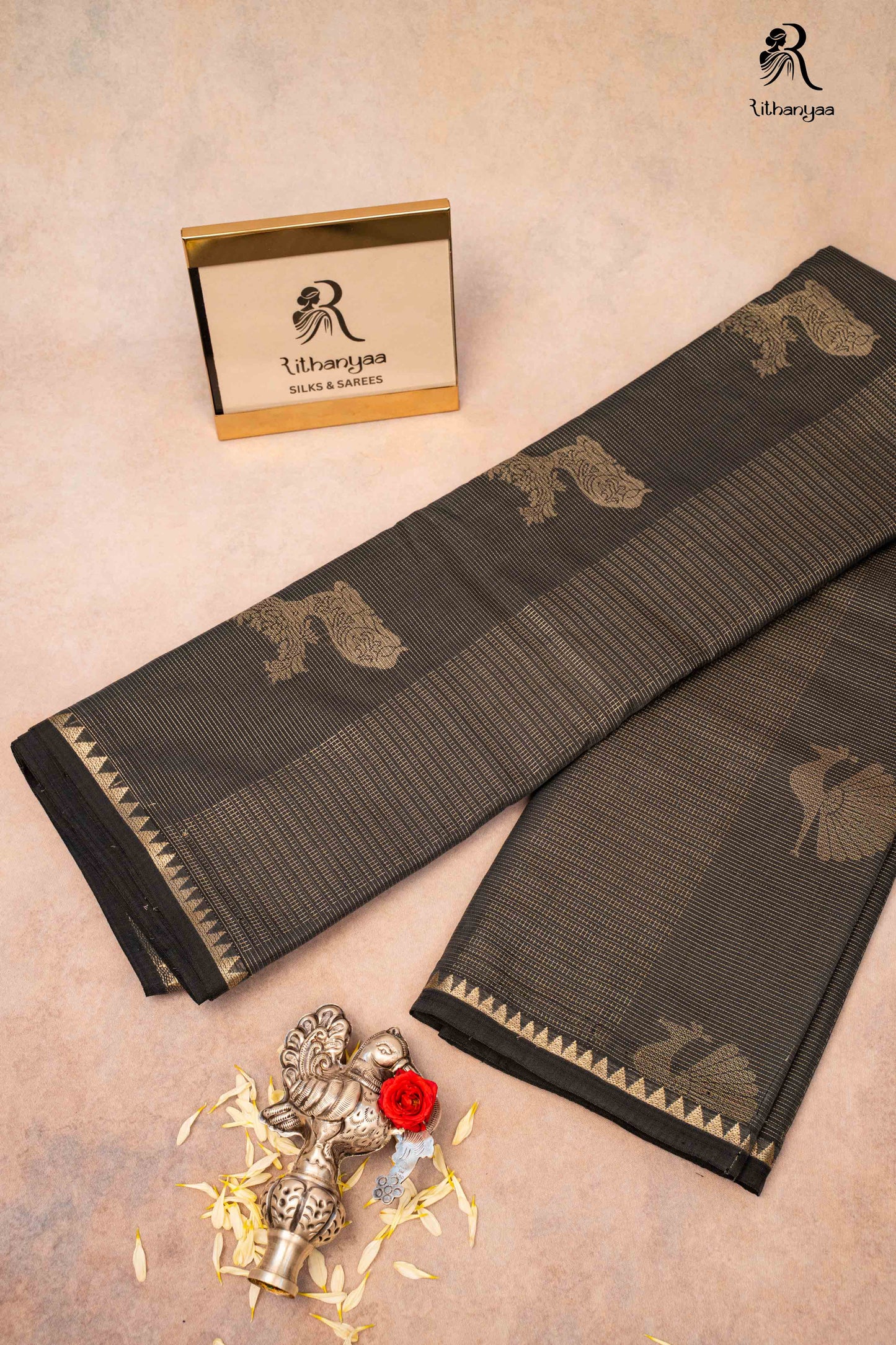 Tamra Myura Deep Charcoal - Chettinad Silk