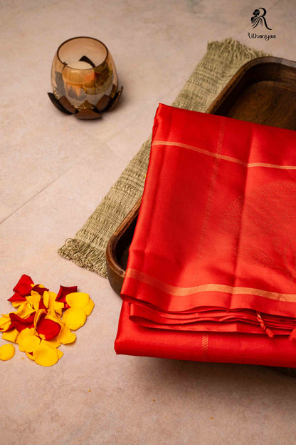 Diptika Vermilion Red - Pure Soft Silk