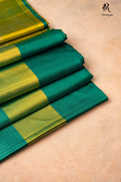 Raktabha Vastra lime green and teal blue - Pure Soft Silk