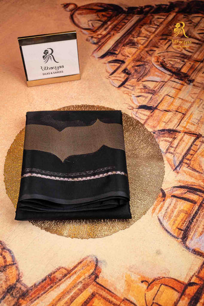 Amara Noir Midnight Black- Pure Soft Sico Saree