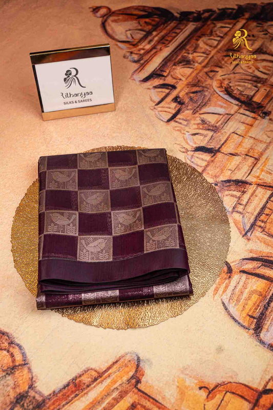 Hridaya Brown - Soft Sico Saree