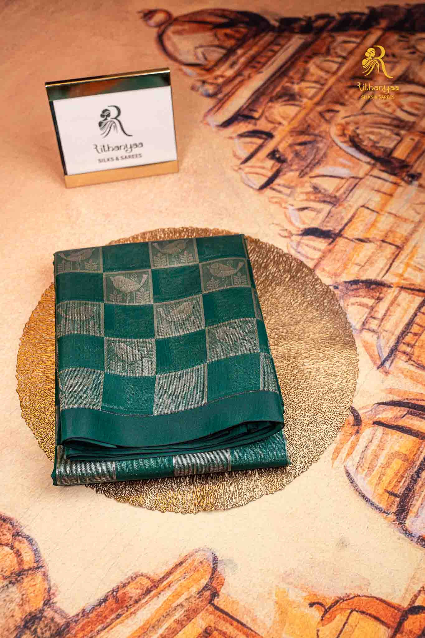 Hridaya Green -  Soft Sico Saree