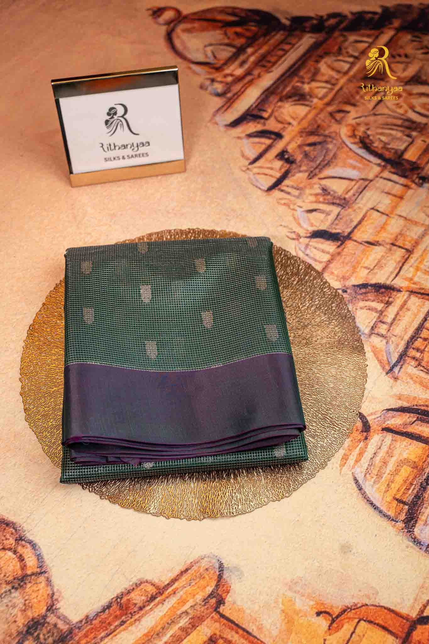 Tamranila Emerald Green with Smoky Plum Border - Soft Sico