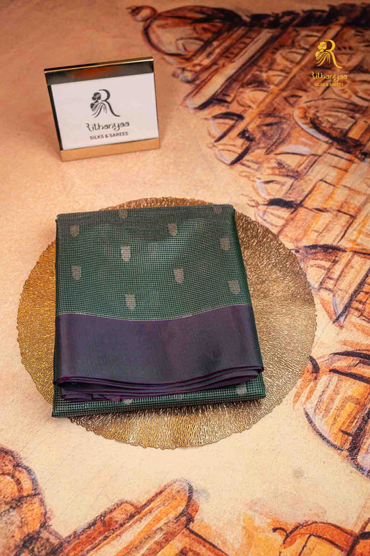 Tamranila Emerald Green with Smoky Plum Border - Soft Sico