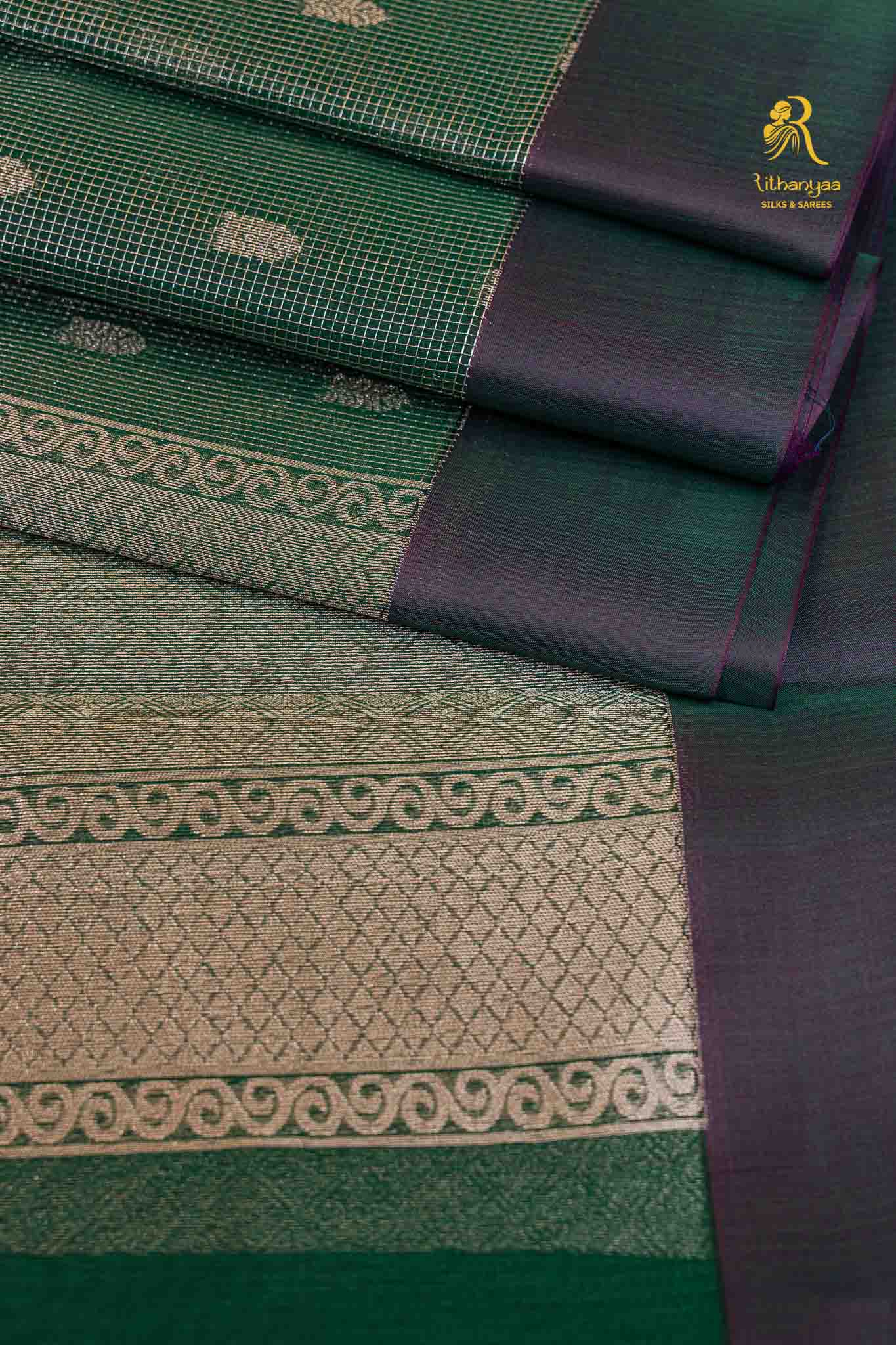 Tamranila Emerald Green with Smoky Plum Border - Soft Sico