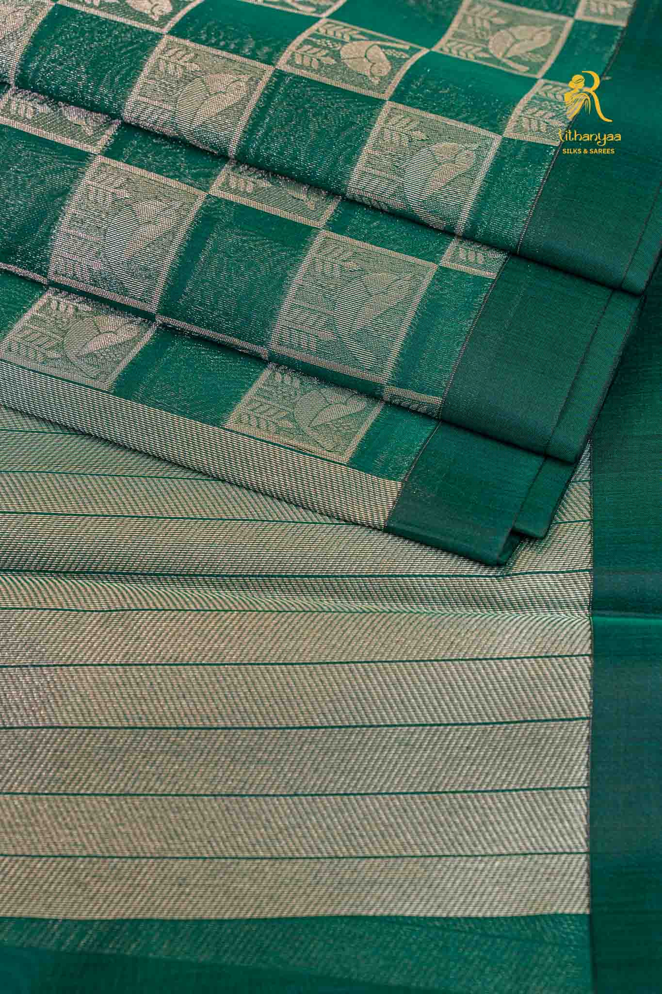 Hridaya Green -  Soft Sico Saree