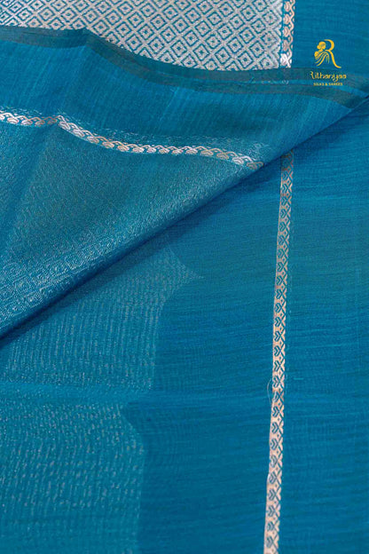 Amara Noir Peacock Teal - Pure Soft Sico Saree