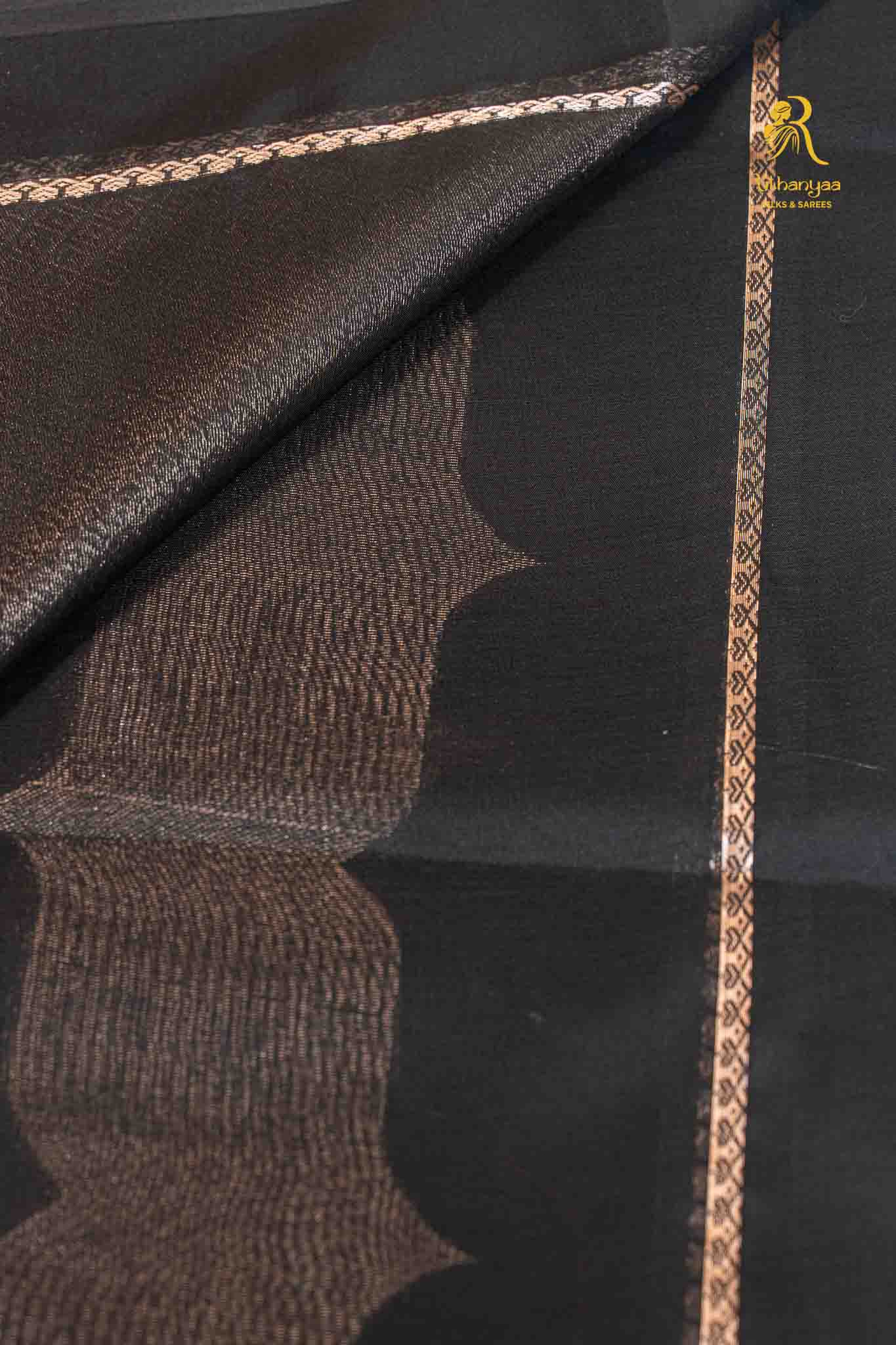 Amara Noir Midnight Black- Pure Soft Sico Saree