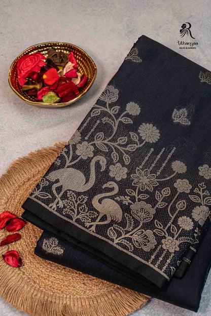 Komala Charcoal Black -  Chettinad Silk