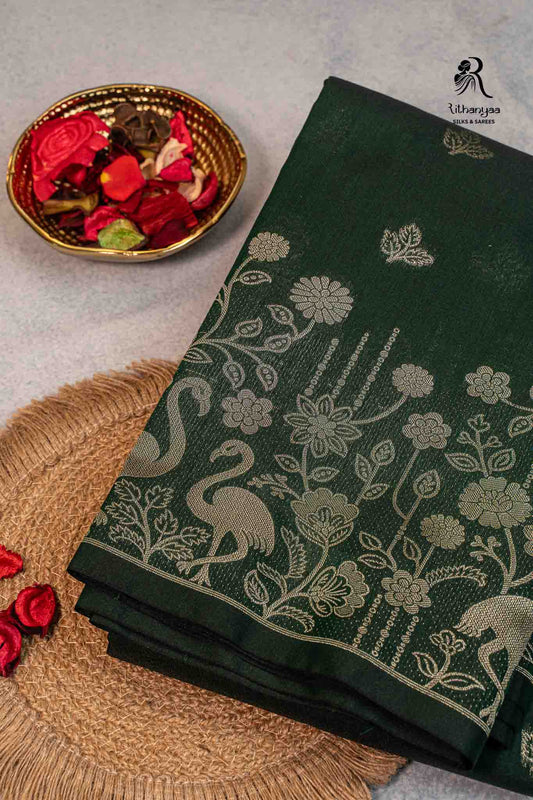 Komala  Bottle Green - Chettinad Silk