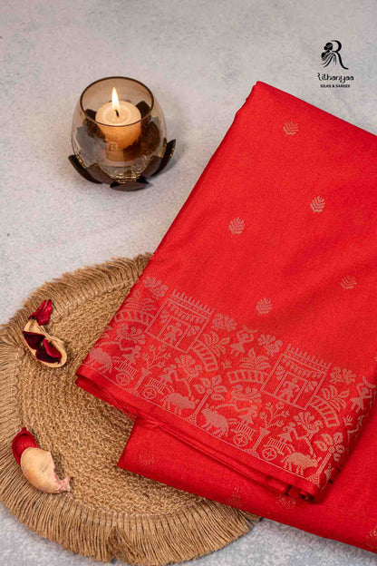 Nisarga  Vermilion Red - Chettinad Silk