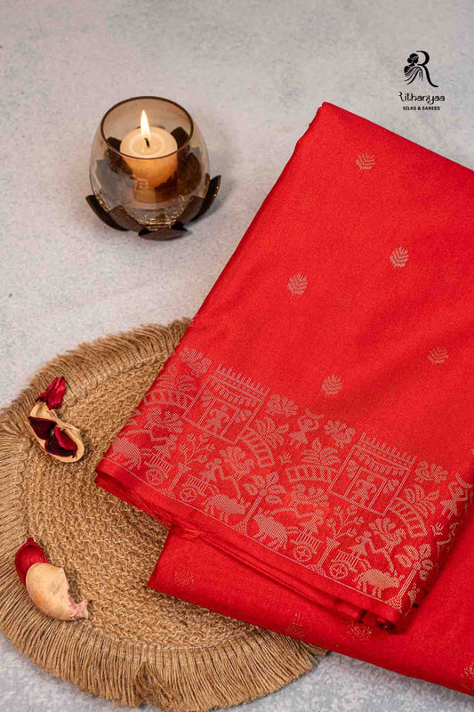 Nisarga  Vermilion Red - Chettinad Silk
