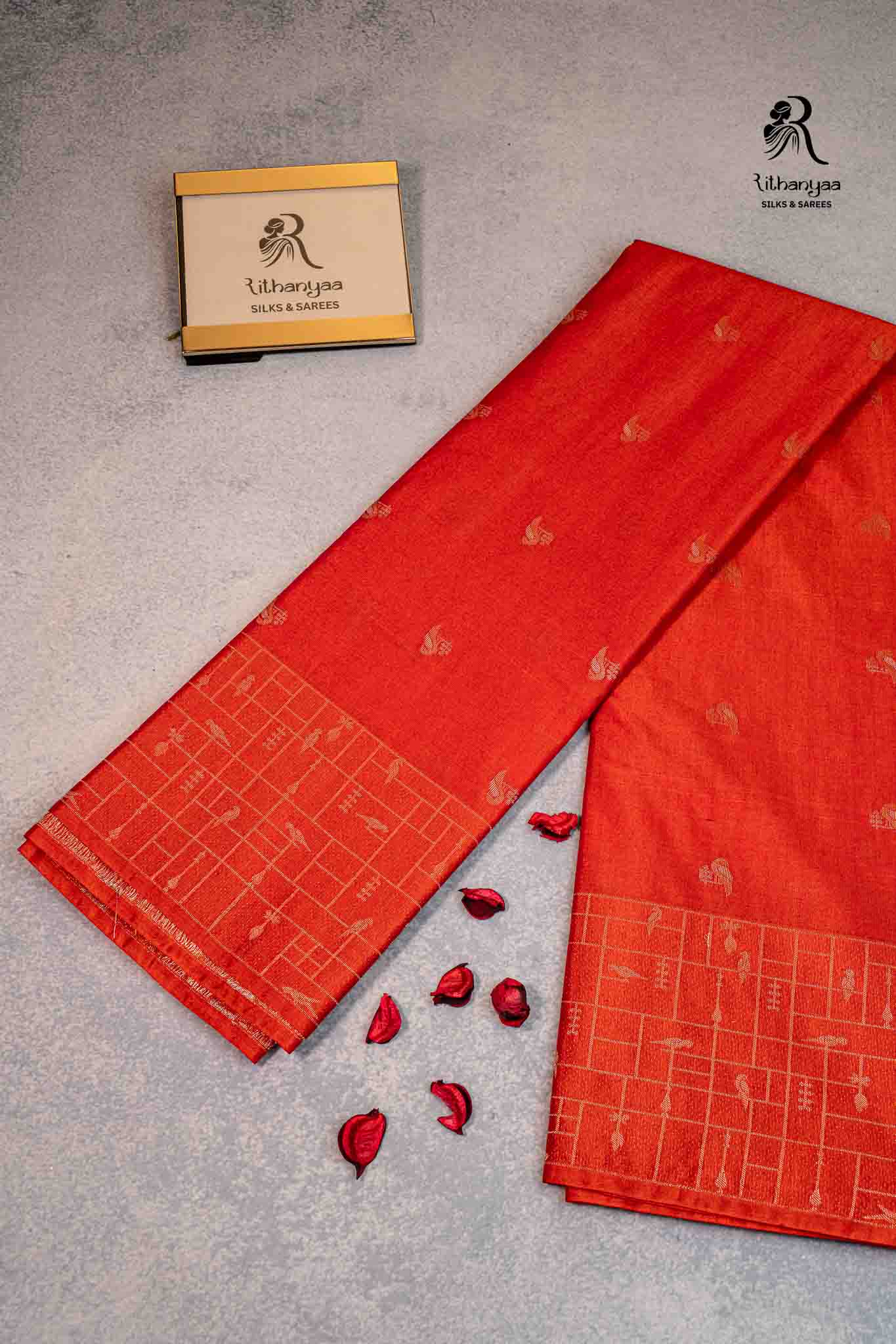 Ruchira  Vermilion Orange - Chettinad Silk