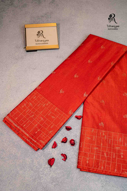 Ruchira  Vermilion Orange - Chettinad Silk