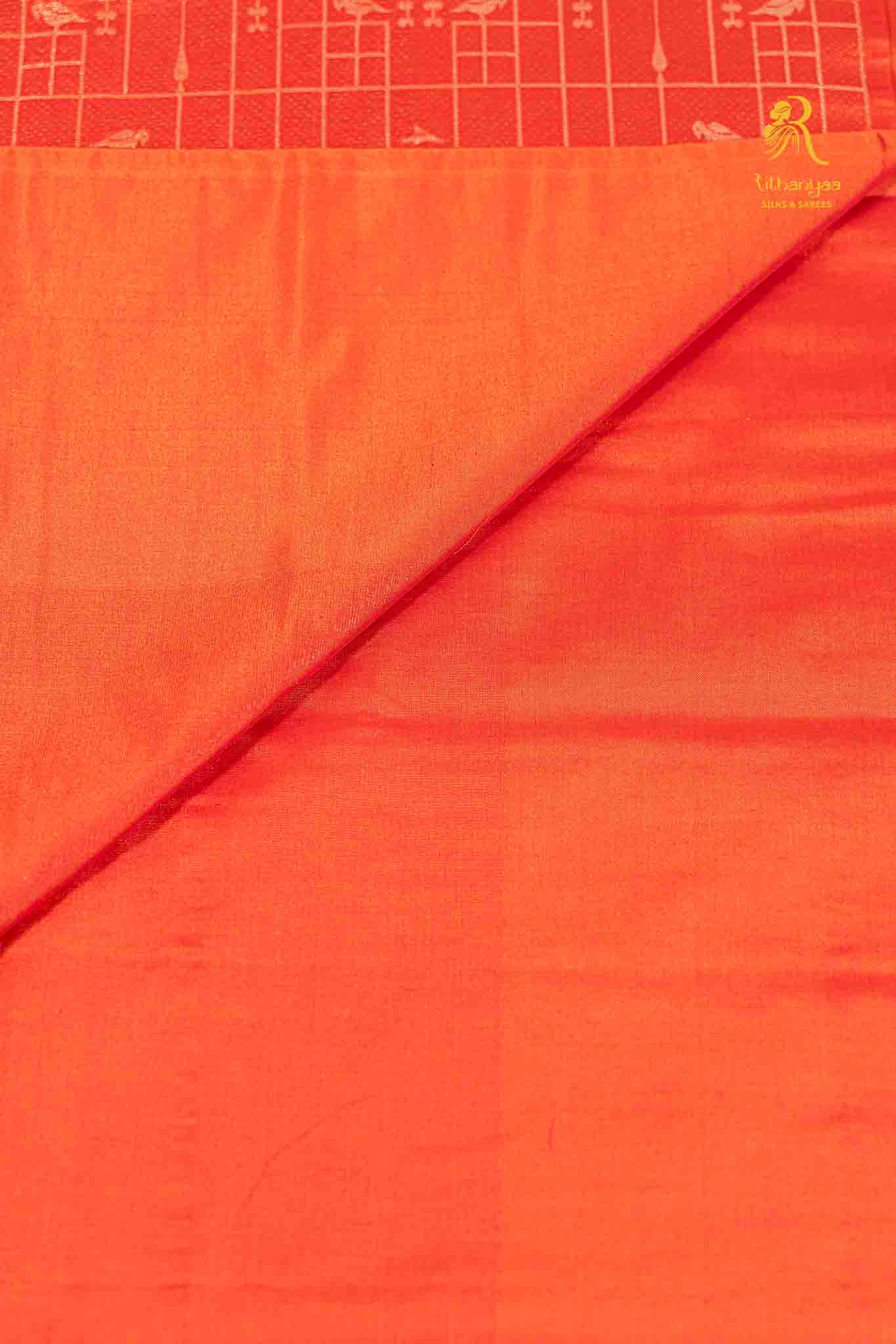 Ruchira  Vermilion Orange - Chettinad Silk