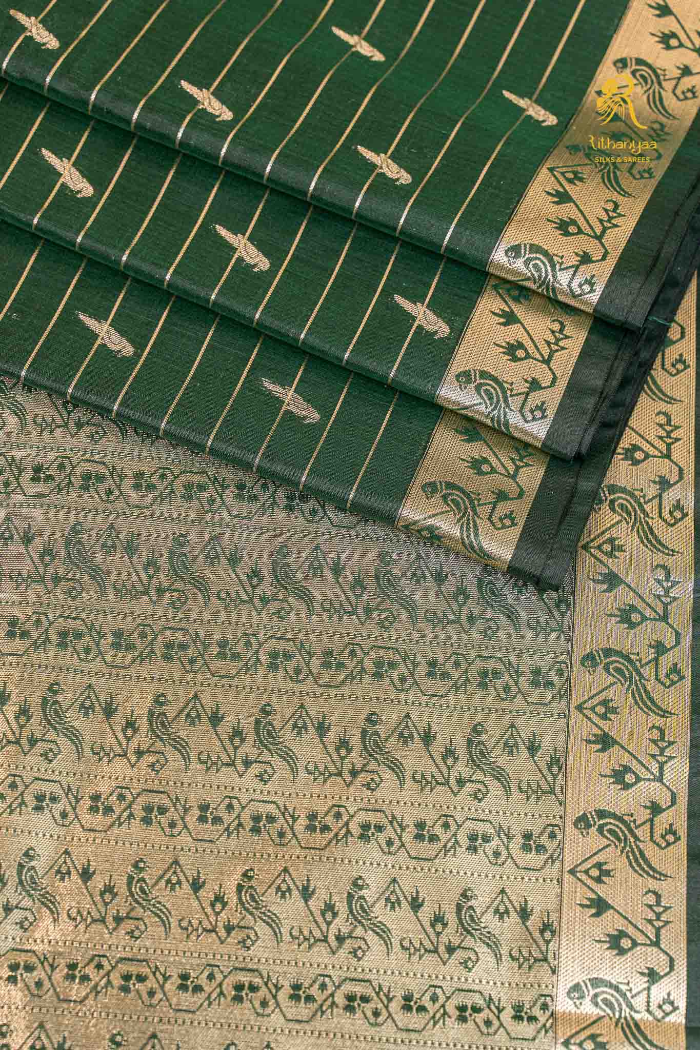 Dhara Forest Green -  Chettinad Silk